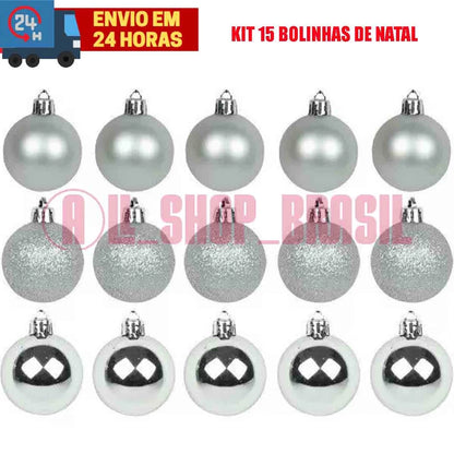 15 Bolas Natal Glitter, Fosca, Lisa - Master Christmas