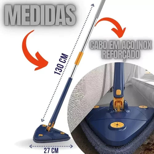 Esfregão Triangulo Mop 2 REFIL De Limpeza Ajustável Giratória 360° Limpeza