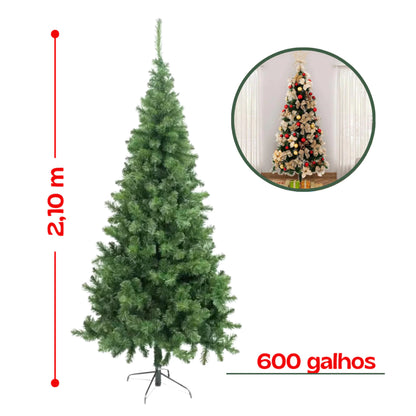 Árvore De Natal Pinheiro 210cm 600 Galhos Cheia Premium Verde