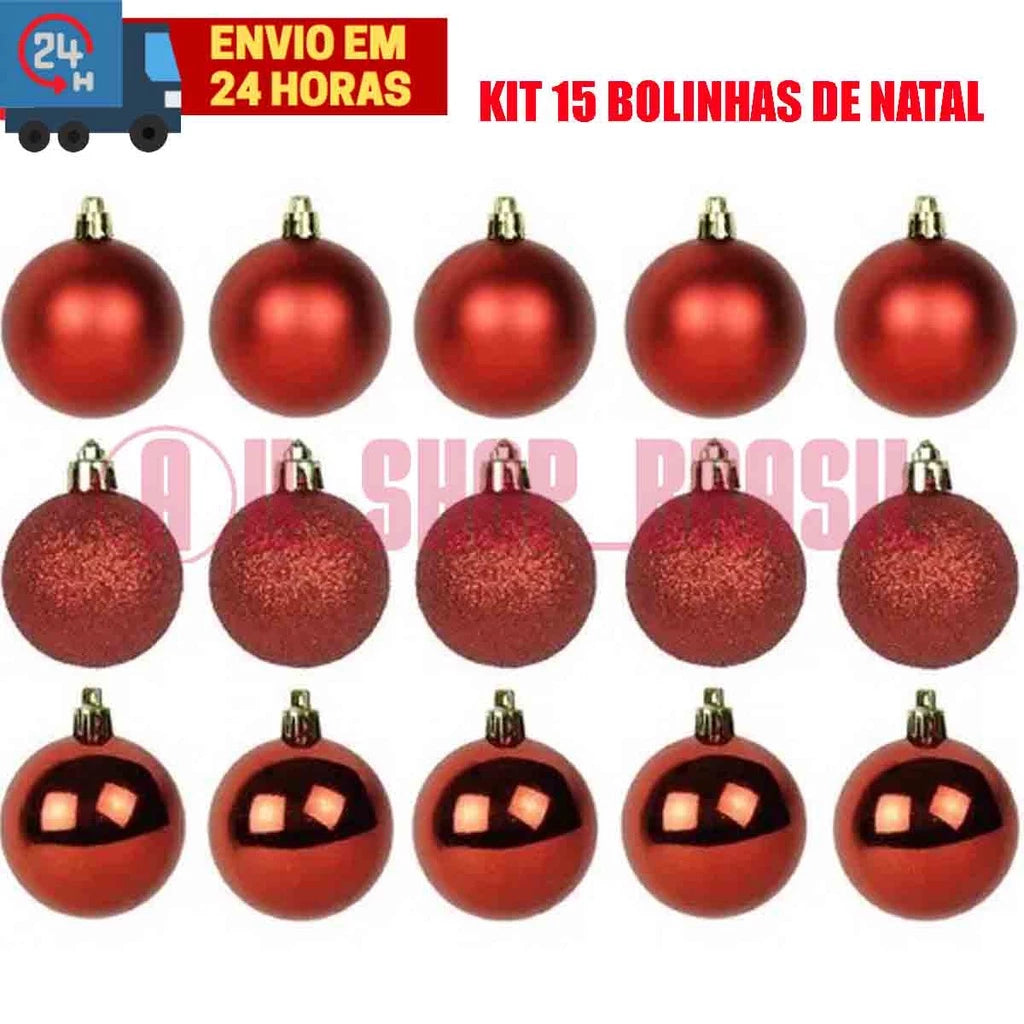 15 Bolas Natal Glitter, Fosca, Lisa - Master Christmas